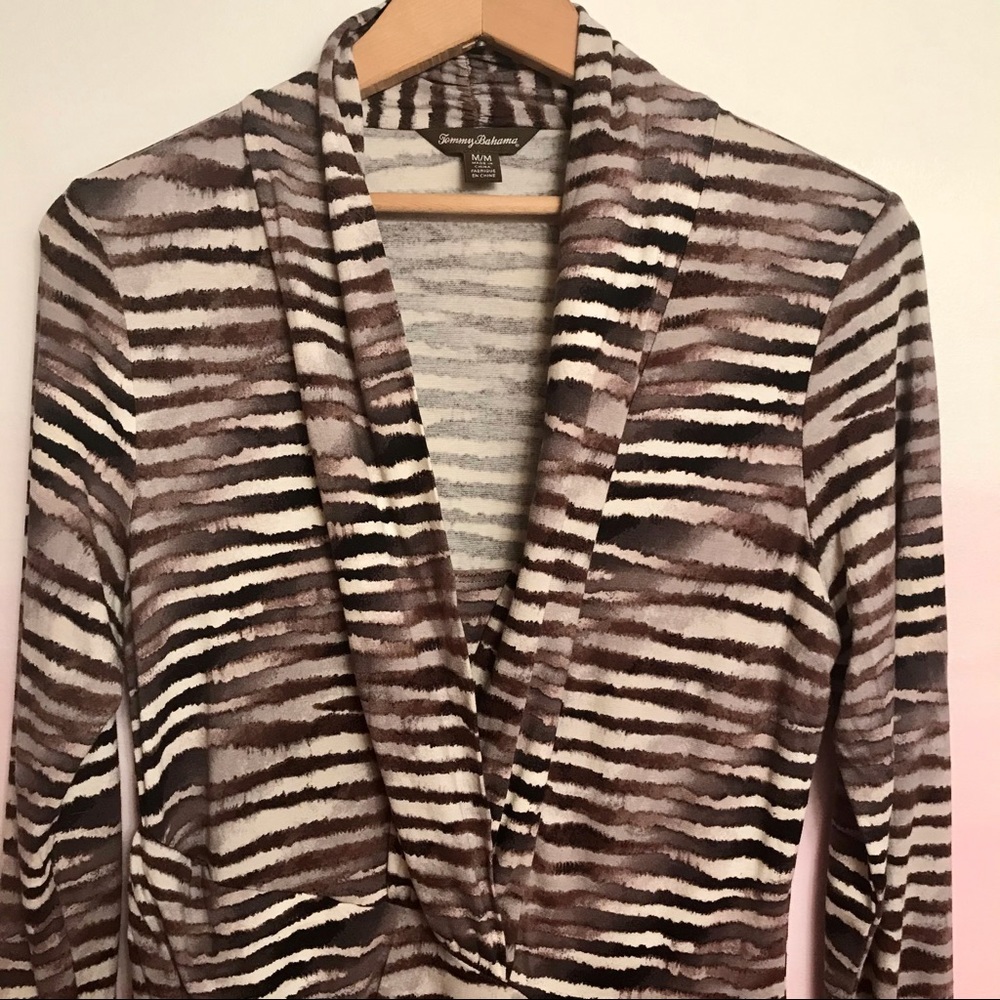 Tommy Bahama Animal Zebra Wrap Dress Sz M